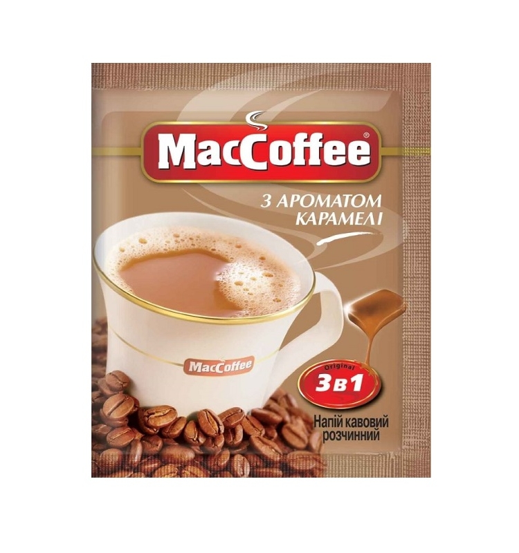 Напій кавовий 18 г MacCoffee з ароматом карамелі розчинний стік (3 в 1)