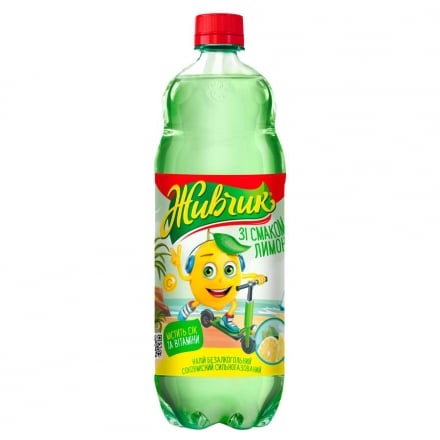 Напій 1 л Живчик зі смаком лимона безалкогольний сильногазований