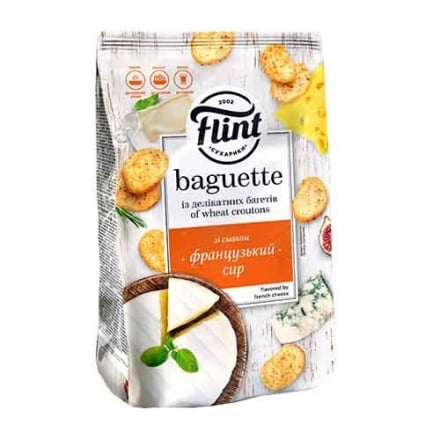 Сухарики 150 г Flint пшеничні зі смаком Французький сир 