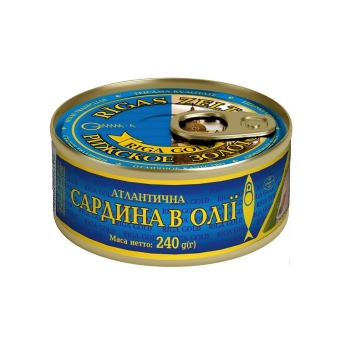 Купить Консервы 240 г Ризьке золото Сардина атлантическая в масле в АТБ Market