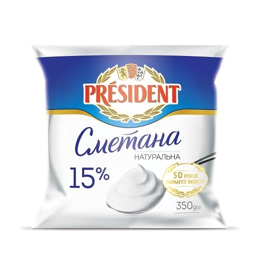 Сметана 350 г President 15%