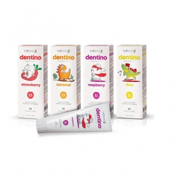 Зубна паста-гель Brillante dentino Caramel/Lime/Raspberry/Strawberry. 50 мл. к/уп