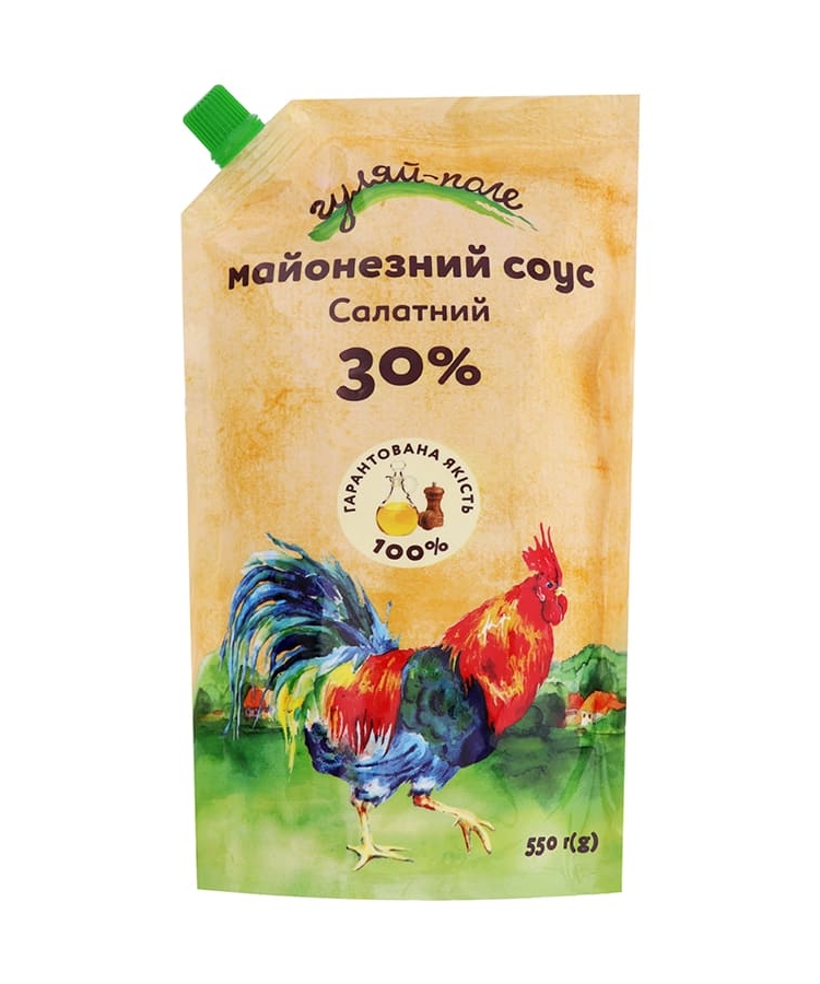 Майонезний соус 0,55 кг Гуляй-Поле Салатний 30% д/пак