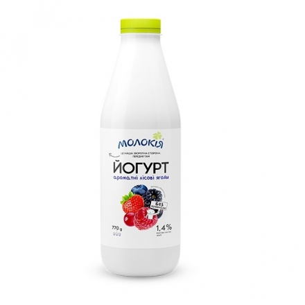 Йогурт 0,77 кг Молокія Лісова ягода 1,4% п/бут