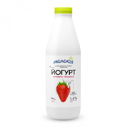 Йогурт 0,77 кг Молокія Полуниця 1,4% п/бут
