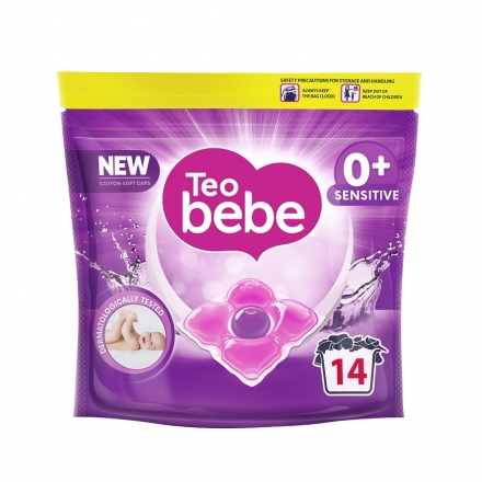 Засіб миючий рідкий в капсулах 14 шт Teo Bebe Cotton Soft/Sensitive Gentle&Clean п/уп