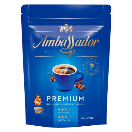 Кофе 200г Ambassador Premium натуральный растворимый сублимированный