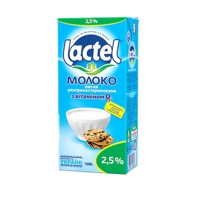 Молоко 1 кг Lactel ультрапастеризоване з вітаміном D3 2,5% 