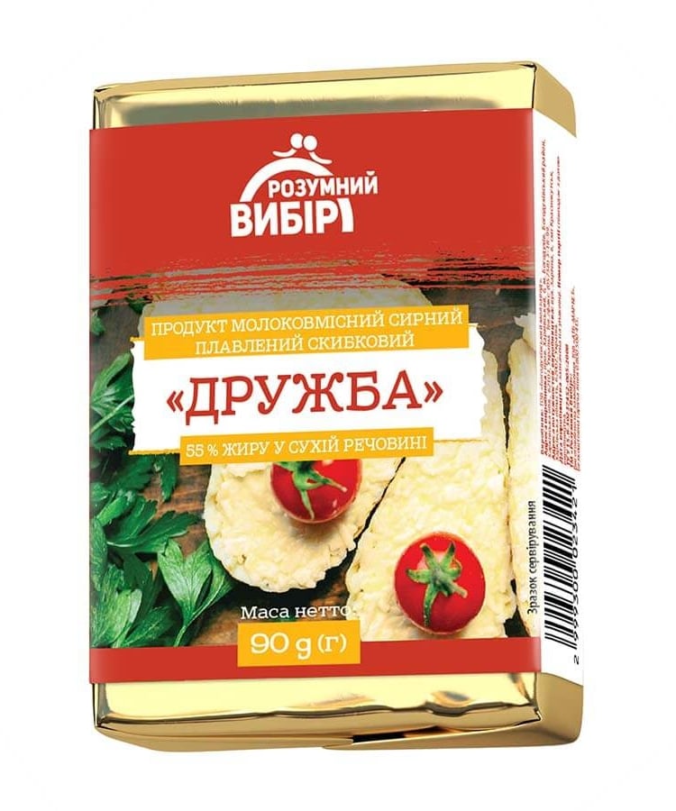 Продукт молокосодержащий сырный плавленый 90 г Разумный выбор Дружба 55 ...