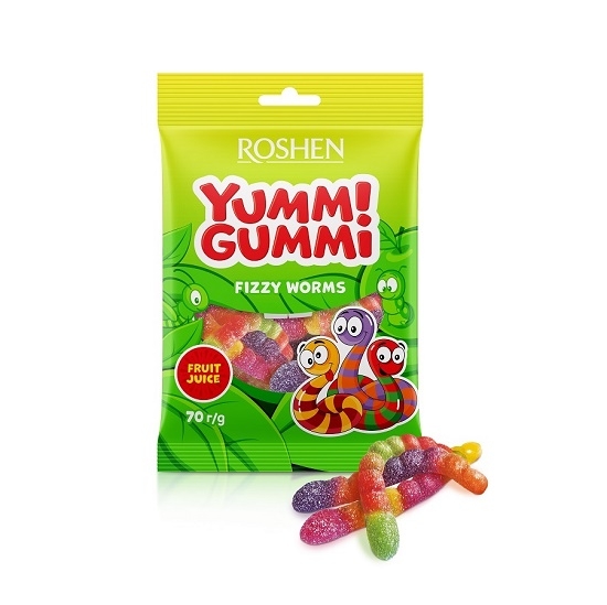 Цукерки 70 г Рошен Yummi Gummi Fizzy Worms желейні м/уп