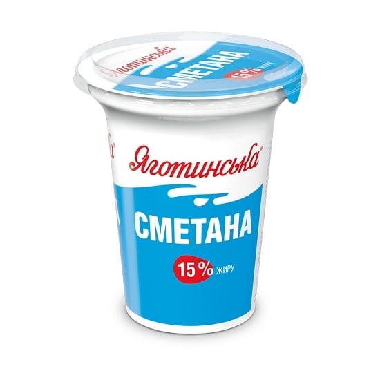 Сметана 300 г Яготинська 15% п/стакан