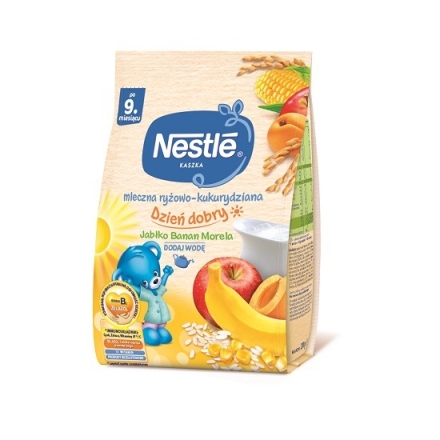 Кaшa 230 г Nestle молочна рисова, кукурудзяна з ябл, банан, абрикос. і біфідобактер. вітамініз. м/уп