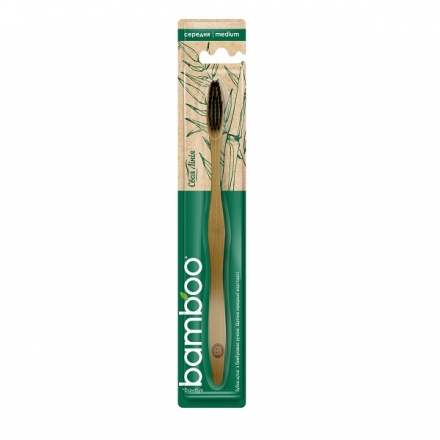 Зубная щетка с бамбуковой ручкой со щетиной средней жесткости Своя Лінія