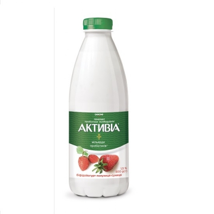 Йогурт 0,8 кг Активіа Полуниця-суниця 1,5% п/бут