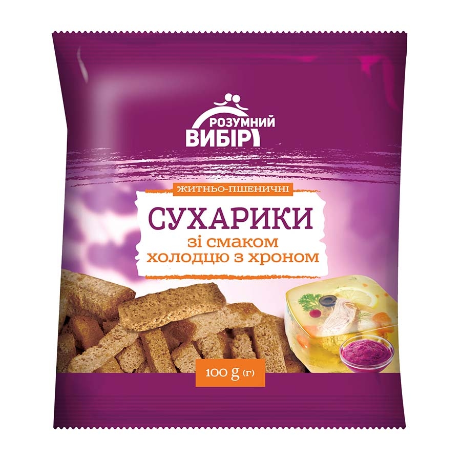 Сухарики 100 г Розумний вибір житньо-пшеничні зі смаком холодцю з ...