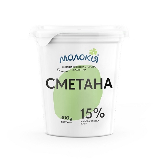 Сметана 300 г Молокія 15%