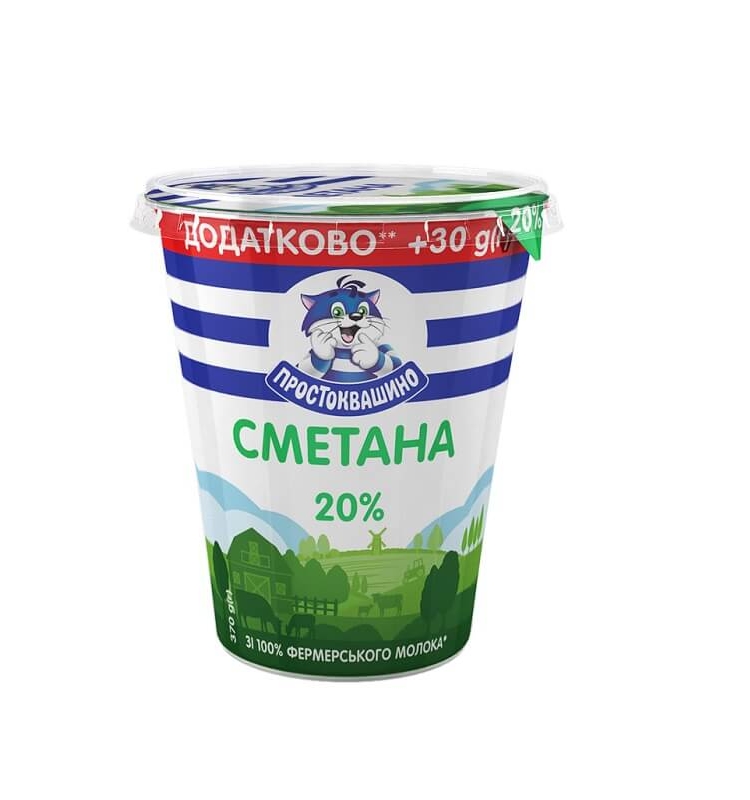 Сметана 370г Простоквашино 20% купити в Києві та Україні за ціною від 0 ...