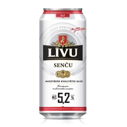 Пиво 0,5л Livu Sencu світле фільтроване 5,2%, Литва
