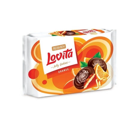 Печиво 420 г Рошен Lovita здобне з начинкою зі смаком апельсину м/уп