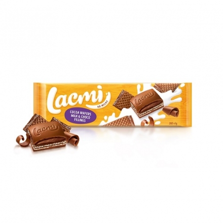 Шоколад 265 г Lacmi молочний з молочною та шоколадною начинками та вафлею з какао