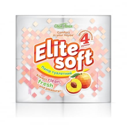 Туалетная бумага 4 шт Своя Линия Elite Soft ароматизированная двухслойная с цветным тиснением 