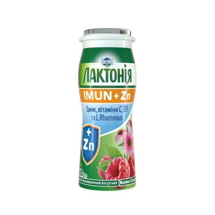 Напій кисломолочний йогуртний 100 г Лактонія Імун+ малина-ехінацея з пробіотиком 1,5% п/бут