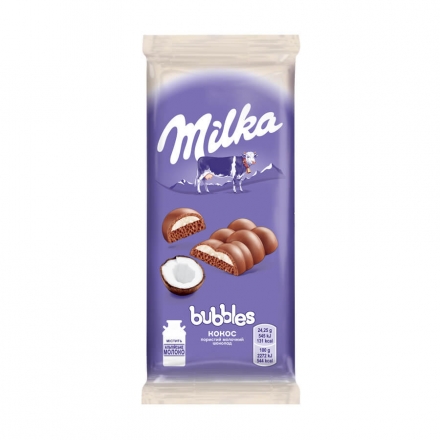 Шоколад 97г Milka  Баблз молочний пористий зі смаком кокоса
