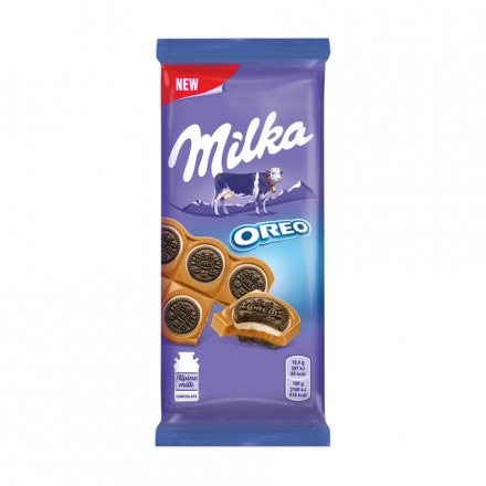 Шоколад 92 г Milka молочный с круглым печеньем Орео с начинкой со вкусом ванили
