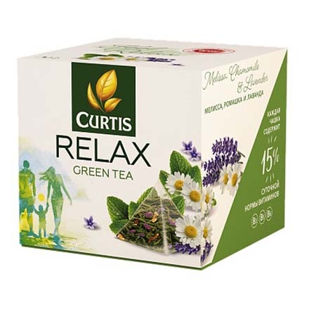 Чай (18 ф/п х 1,8г) Curtis Relax Green Tea зелений ароматизов. з додаванням рослинної сировини