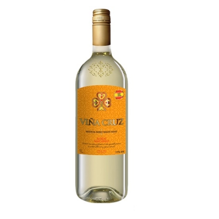 Вино 1л Vina Cruz Airen Macabeo біле напівсолодке 11%, Іспанія