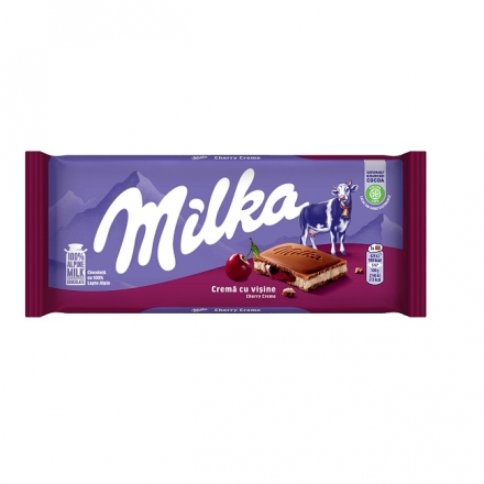 Шоколад 100 г Мilka молочний з молочною начинкою зі смаком вишні м/уп