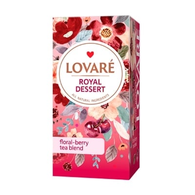 Чай (24 ф/п *1,5г) Lovare Royal dessert квітк. каркаде з фрукт. ягод. та аром вишні і смородини к/уп