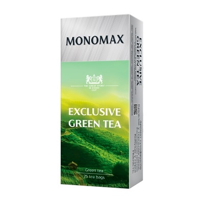 Чай ( 25 ф/п *1,5 г) МОNОМАХ EXCLUSIVE GREEN TEA китайський зелений  з ярликом к/уп