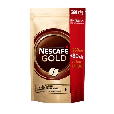 Кофе 280 г +80 г Nescafe Gold растворимый сублимированный