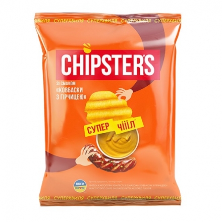 Чипси 110 г Chipster's картопляні зі смаком ковбаски з гірчицею м/уп
