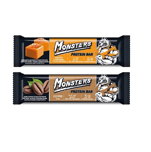 Батончик 40 г Monsters протеїнов.глазурован. (з кавою, з арахісом та ...