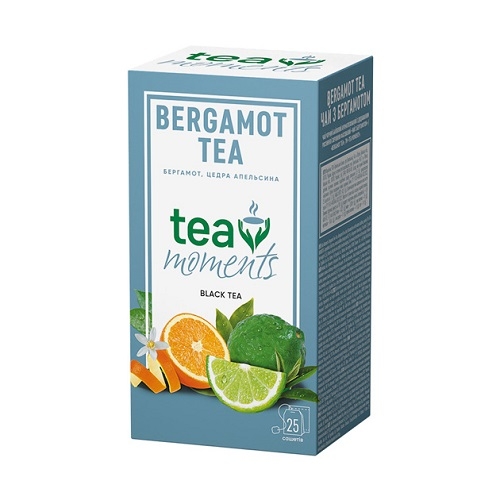 Чай (25 ф/п * 1,7 г) Tea Moments Bergamot tea чорный з бергамотом та цедрою апельсина к/уп