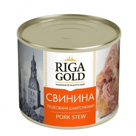 Консерва 0,525 кг RIGA GOLD свинина тушкована з/б