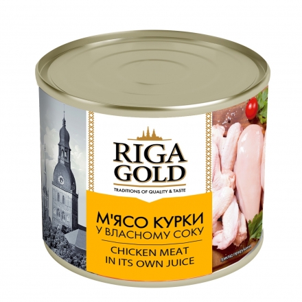 Консервы 0,52 кг RIGA GOLD Мясо курицы в собственном соку
