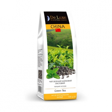 Чай 100г De Luxe Foods&Goods Selected, зелений листовий, байховий китайский