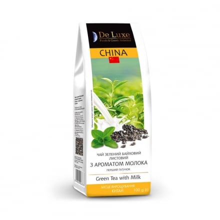 Чай 100г De Luxe Foods&Goods Selected, зелений листовий, китайский з ароматом  молока