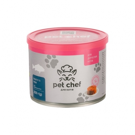Корм 200 г Pet Chef паштет м'ясний з рибою для дорослих котів з/б