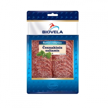 Нарізка 110 г Biovela ковбаса сирокопчена Салямi з часником, газ/упак