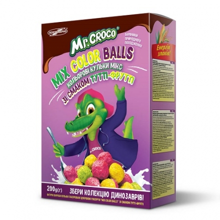 Кульки 200 г Mr. Croco Mix Color Balls глазуровані цукровою глазур'ю зі смаком Тутті-фрутті к/уп