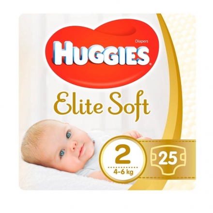Підгузники 25 шт Huggies Elite Soft (2) дитячі м/уп