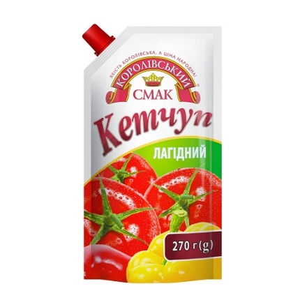 Кетчуп 270 г Королівський смак Лагідний пастерізований д/пак
