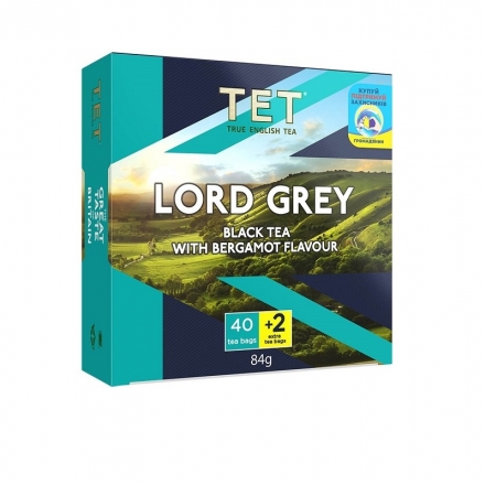 Чай (42 ф/п * 2г) ТЕТ Лорд Грей чорний байховий дрібний з ароматом бергамота к/уп