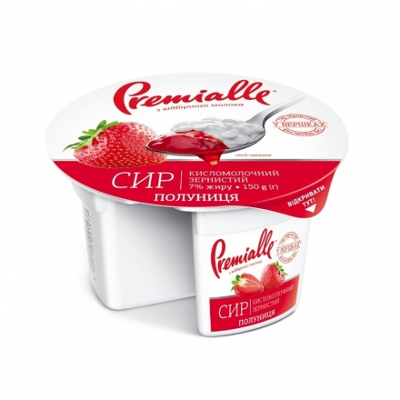 Сыр зернистый 150 г Premialle клубника 7%