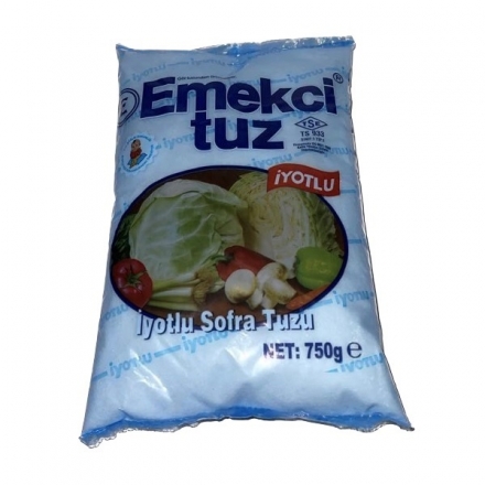 Сіль 0,75 кг Emekci tuz виварна харчова йодована п/етилен
