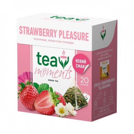 Чай (20 ф/п * 1,7 г ) Tea Moments Strawberry Pleasure зелений байх.з дод.росл.сир.пірамідки к/уп